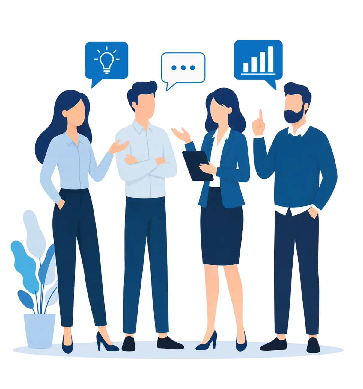 Equipo de consultoría compartiendo ideas y analizando indicadores